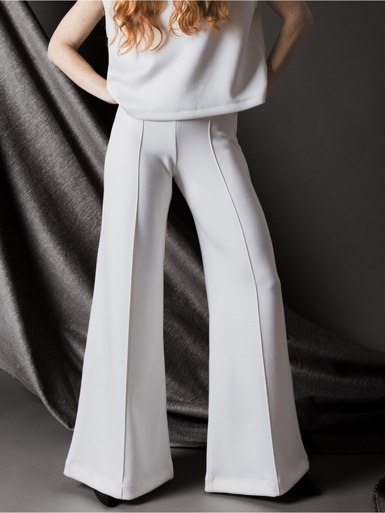 Ripley Rader Pants - Ripley Rader Ponte Knit Wide Leg Pant XS Off White Pull On Stretch Minimalist